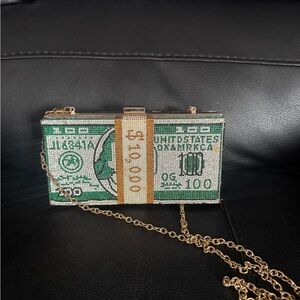 Gold and Green Money Clutch Bag